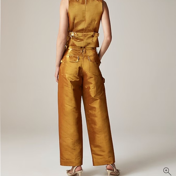 Christopher John Rogers J Crew Wide Leg Pants in gold lamé NWT - Picture 4 of 6